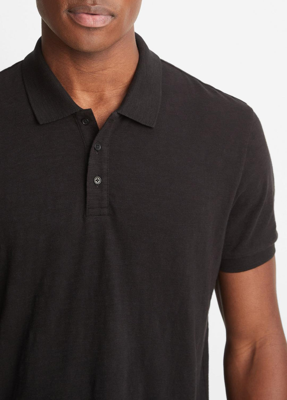 Classic Slub Polo Shirt in Henleys & Polos - BLACK | VINCE Men