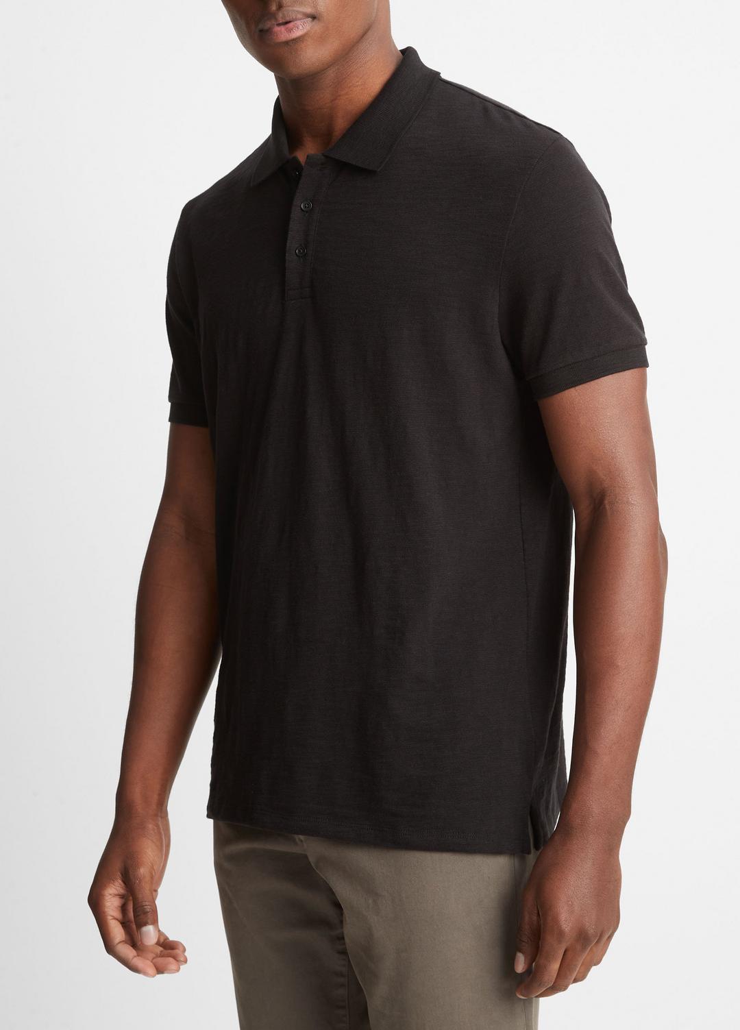 Classic Slub Polo Shirt in Henleys & Polos - BLACK | VINCE Men