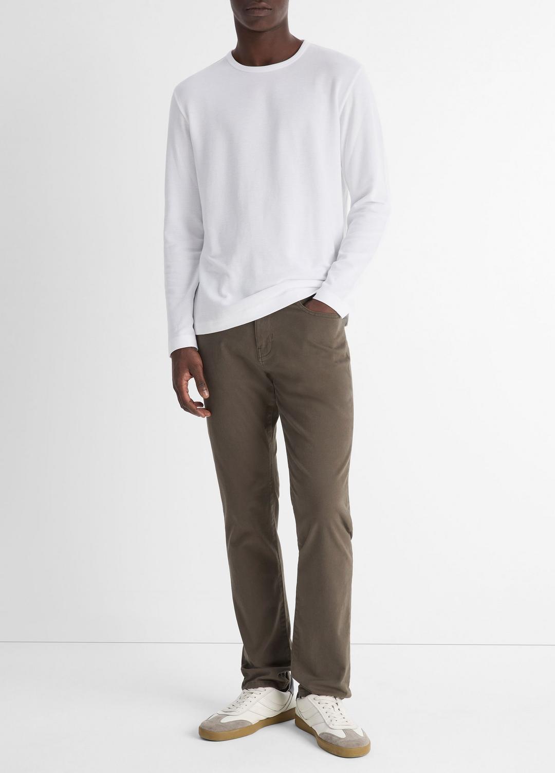 Pima Cotton Piqué Long-Sleeve T-Shirt in Long Sleeve - OPTIC WHITE | VINCE Men
