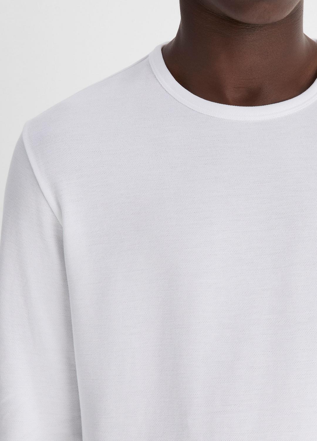 Pima Cotton Piqué Long-Sleeve T-Shirt in Long Sleeve - OPTIC WHITE | VINCE Men