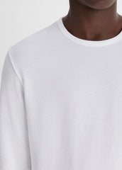 Pima Cotton Piqué Long-Sleeve T-Shirt in Long Sleeve - OPTIC WHITE | VINCE Men