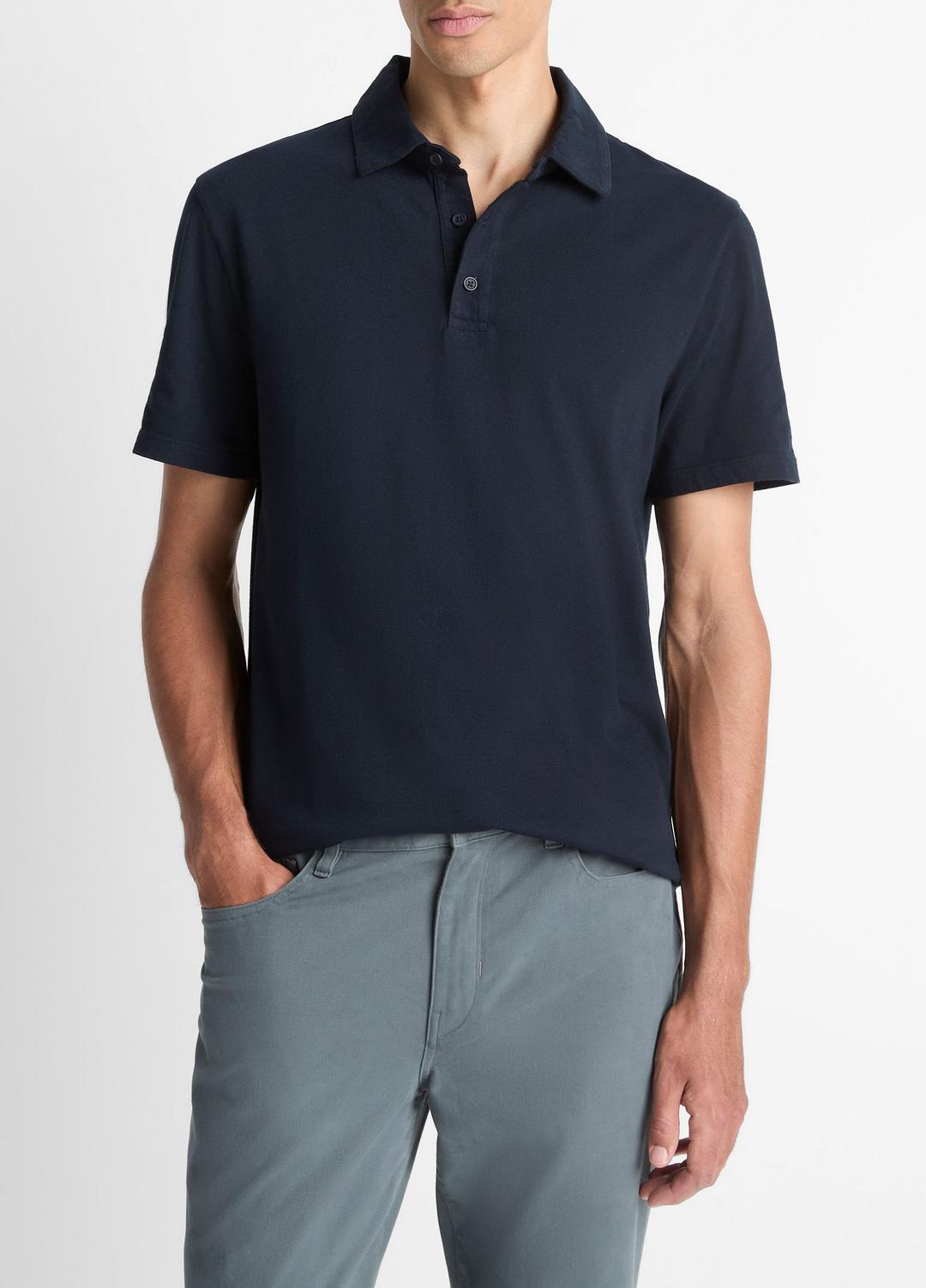 Garment Dye Cotton Polo Shirt in Henleys & Polos - WASHED COASTAL | VINCE Men