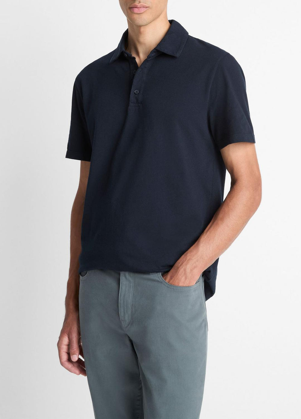 Garment Dye Cotton Polo Shirt in Henleys & Polos - WASHED COASTAL | VINCE Men