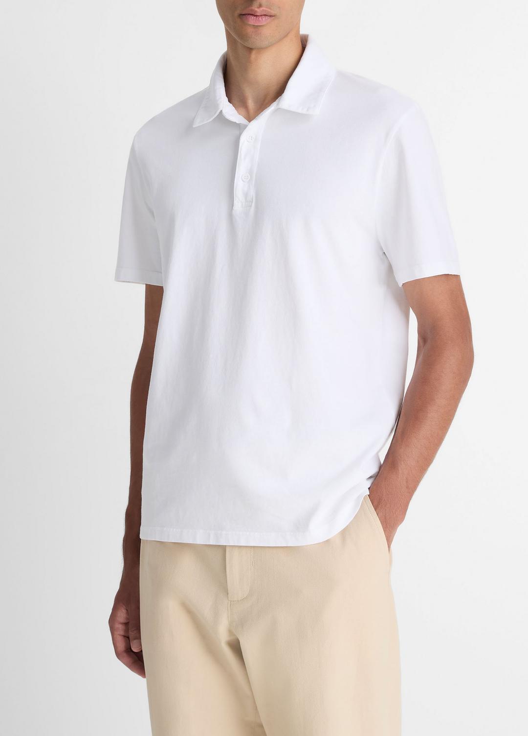 Garment Dye Cotton Polo Shirt in Henleys & Polos - OPTIC WHITE | VINCE Men