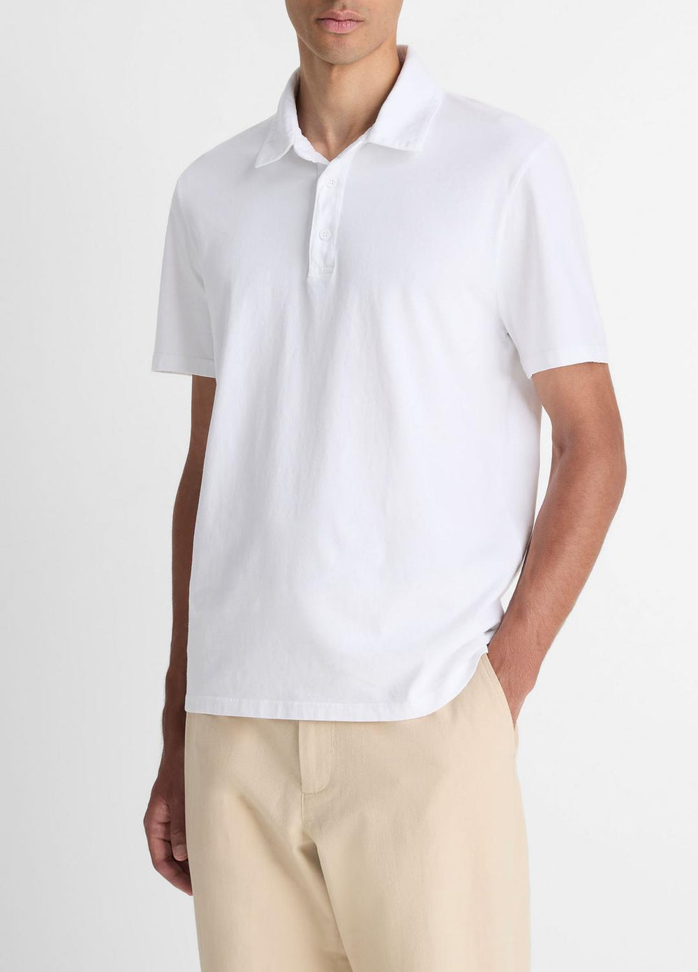 Garment Dye Cotton Polo Shirt in Henleys & Polos - OPTIC WHITE | VINCE Men