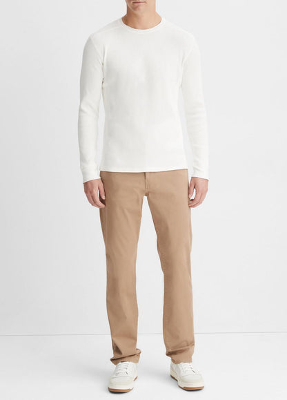 Pima Cotton-Blend Thermal Long-Sleeve Pullover in Long Sleeve - OFF WHITE | VINCE Men