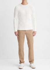 Pima Cotton-Blend Thermal Long-Sleeve Pullover in Long Sleeve - OFF WHITE | VINCE Men