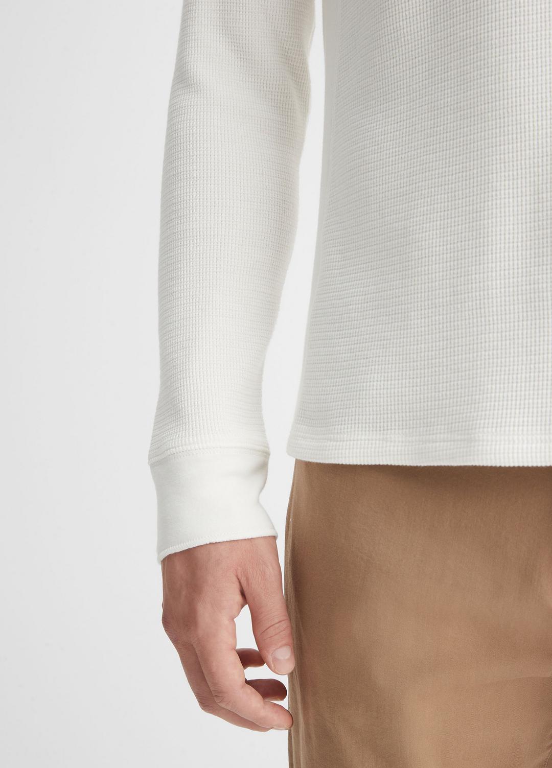 Pima Cotton-Blend Thermal Long-Sleeve Pullover in Long Sleeve - OFF WHITE | VINCE Men