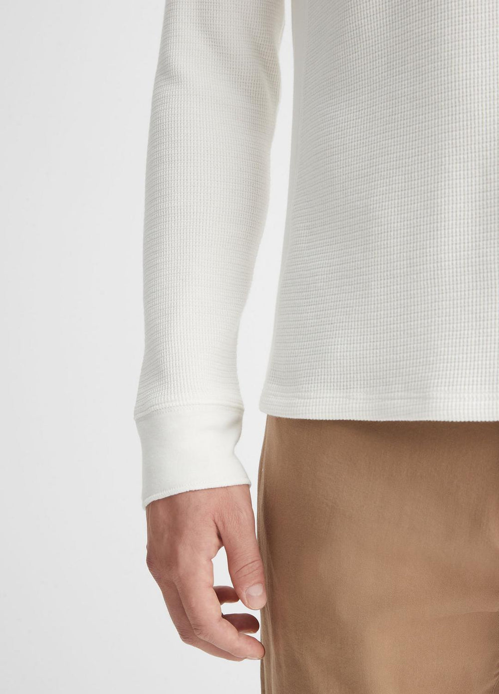 Pima Cotton-Blend Thermal Long-Sleeve Pullover in Long Sleeve - OFF WHITE | VINCE Men