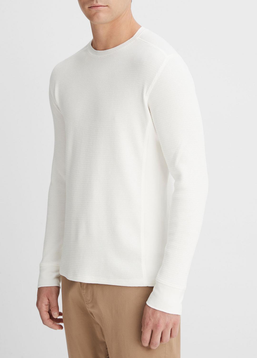 Pima Cotton-Blend Thermal Long-Sleeve Pullover in Long Sleeve - OFF WHITE | VINCE Men