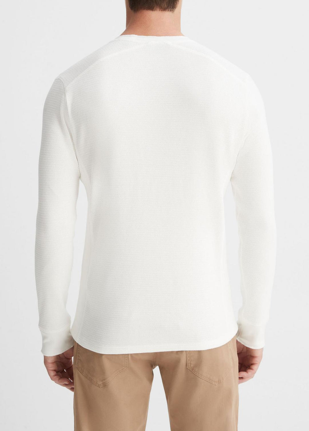 Pima Cotton-Blend Thermal Long-Sleeve Pullover in Long Sleeve - OFF WHITE | VINCE Men