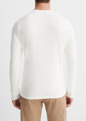 Pima Cotton-Blend Thermal Long-Sleeve Pullover in Long Sleeve - OFF WHITE | VINCE Men
