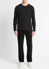 Pima Cotton Piqué Long-Sleeve T-Shirt in Long Sleeve - BLACK | VINCE Men