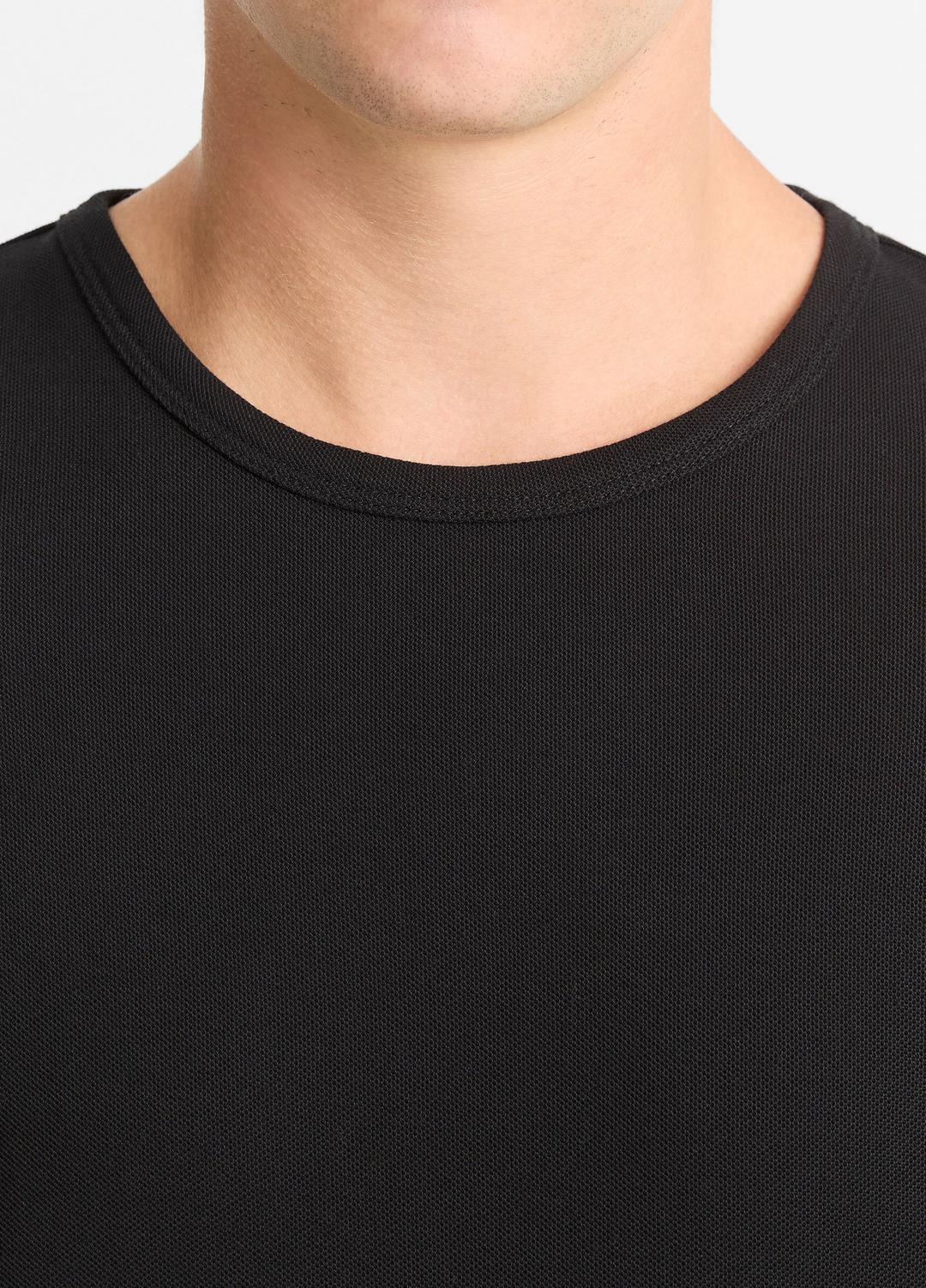 Pima Cotton Piqué Long-Sleeve T-Shirt in Long Sleeve - BLACK | VINCE Men