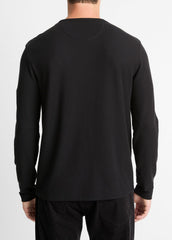 Pima Cotton Piqué Long-Sleeve T-Shirt in Long Sleeve - BLACK | VINCE Men