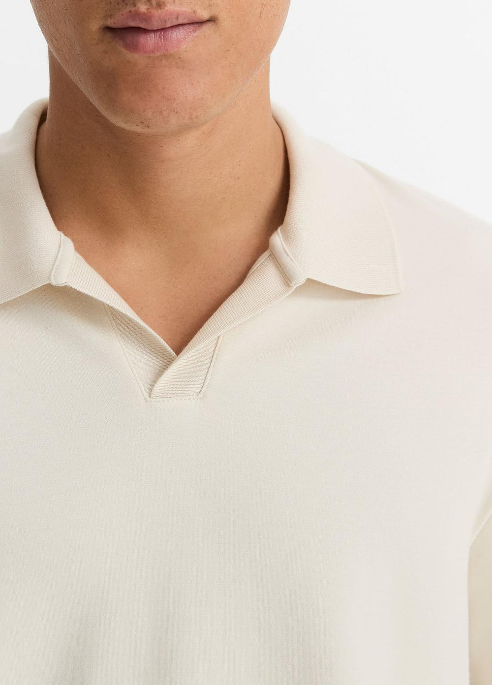 Milano Pima Cotton-Blend Johnny-Collar Shirt in Long Sleeve - BONE | VINCE Men