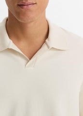 Milano Pima Cotton-Blend Johnny-Collar Shirt in Long Sleeve - BONE | VINCE Men