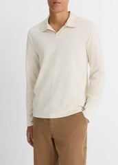 Milano Pima Cotton-Blend Johnny-Collar Shirt in Long Sleeve - BONE | VINCE Men