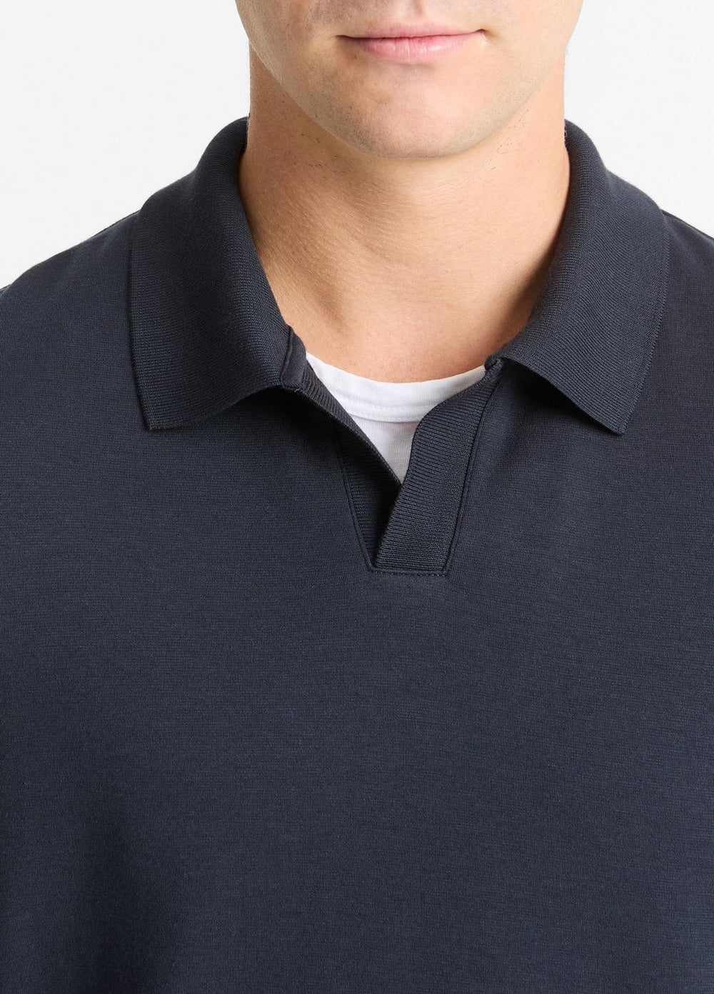 Milano Pima Cotton-Blend Johnny-Collar Shirt in Long Sleeve - COASTAL BLUE | VINCE Men