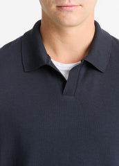 Milano Pima Cotton-Blend Johnny-Collar Shirt in Long Sleeve - COASTAL BLUE | VINCE Men