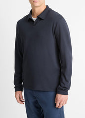 Milano Pima Cotton-Blend Johnny-Collar Shirt in Long Sleeve - COASTAL BLUE | VINCE Men