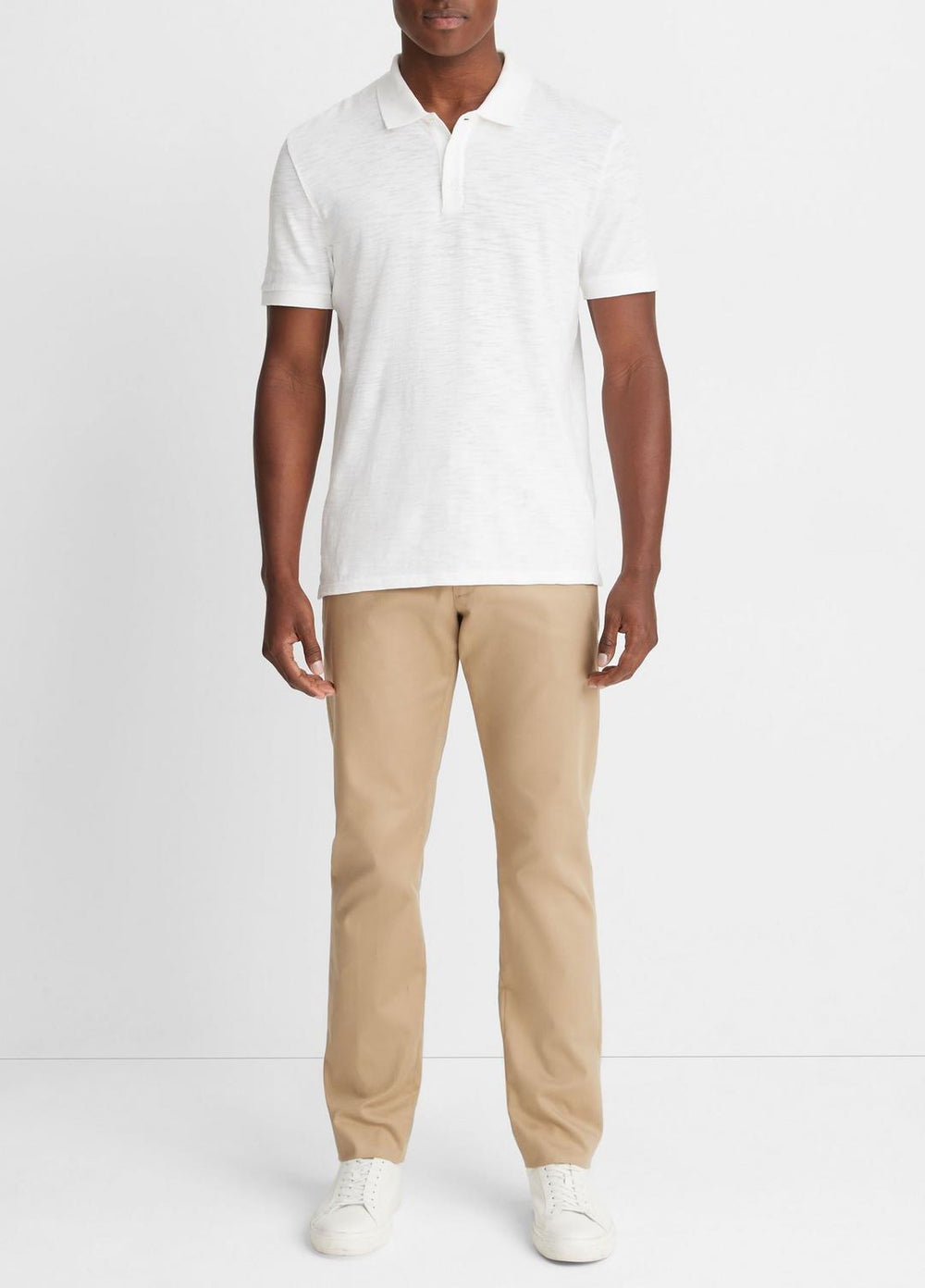 Classic Slub Polo Shirt in Henleys & Polos - WHITE | VINCE Men