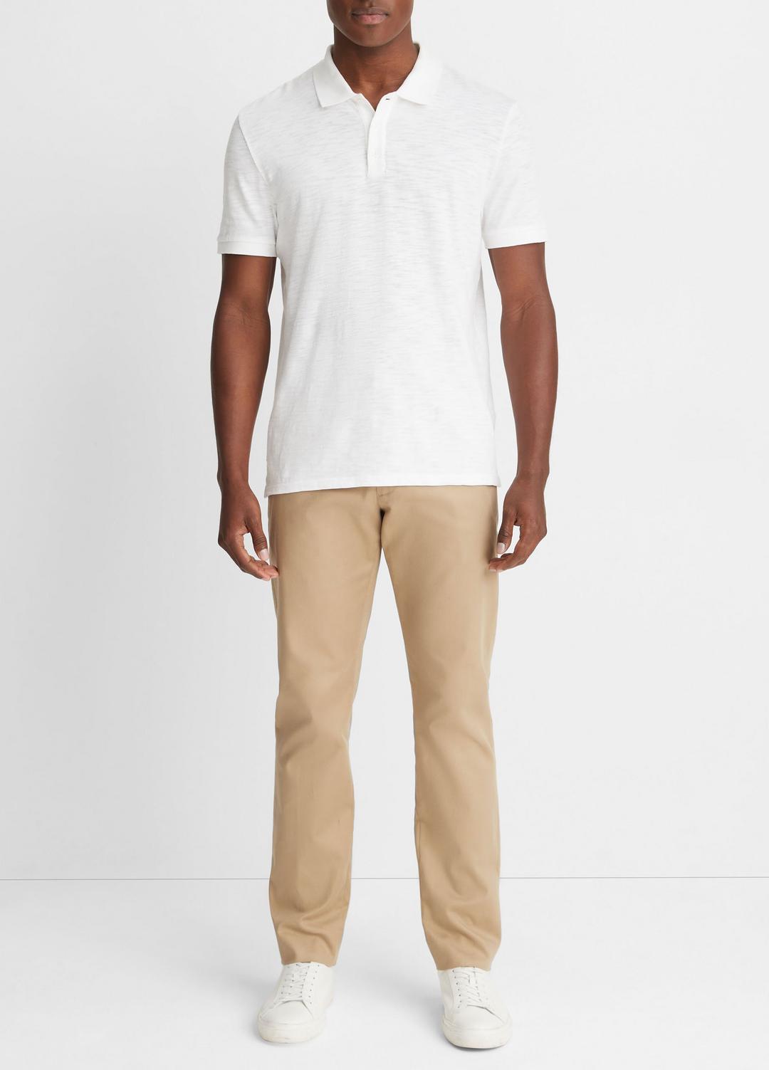 Classic Slub Polo Shirt in Henleys & Polos - WHITE | VINCE Men