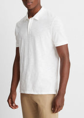 Classic Slub Polo Shirt in Henleys & Polos - WHITE | VINCE Men