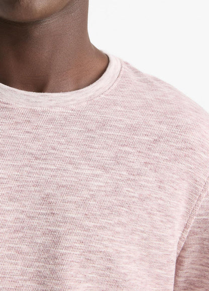 Space-Dye Cotton-Blend Long-Sleeve T-Shirt in Long Sleeve - MALBEC/OFF WHITE | VINCE Men