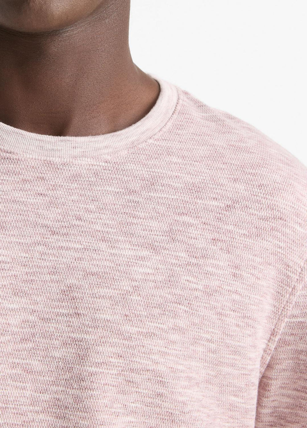 Space-Dye Cotton-Blend Long-Sleeve T-Shirt in Long Sleeve - MALBEC/OFF WHITE | VINCE Men