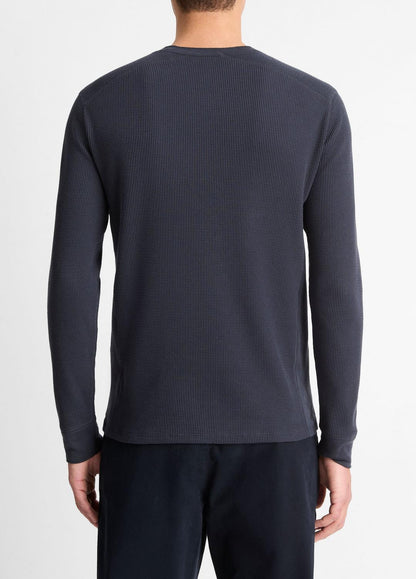 Pima Cotton-Blend Thermal Long-Sleeve Pullover in Long Sleeve - COASTAL BLUE | VINCE Men