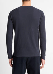 Pima Cotton-Blend Thermal Long-Sleeve Pullover in Long Sleeve - COASTAL BLUE | VINCE Men