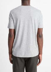 Pima Cotton V-Neck T-Shirt in Short Sleeve - HEATHER STEEL | VINCE Men