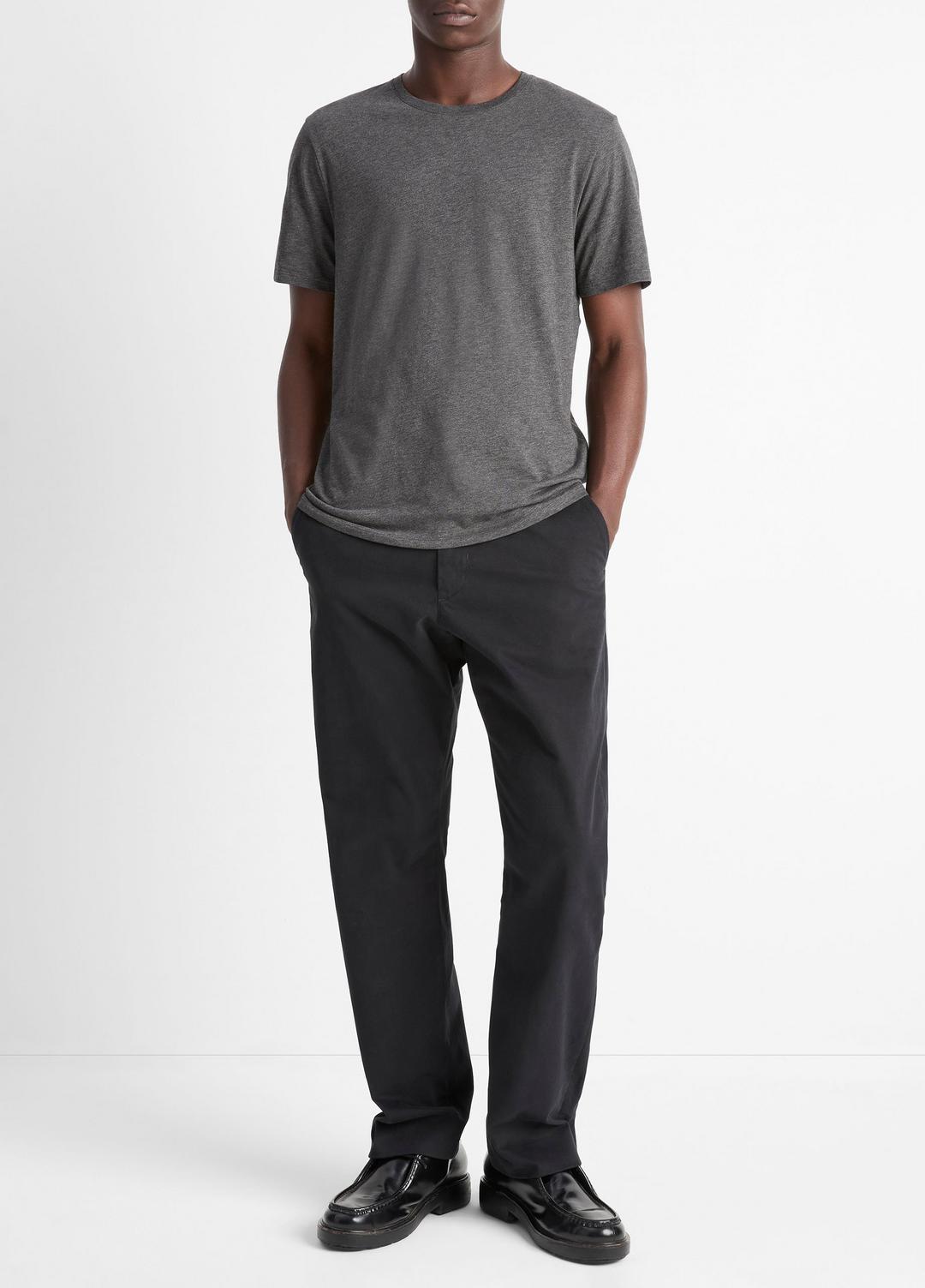 Pima Cotton Crew Neck T-Shirt in Short Sleeve - HEATHER CARBON | VINCE Men