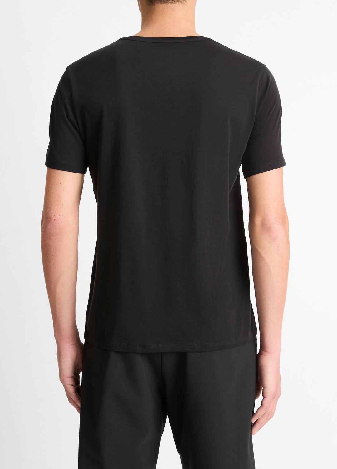 Pima Cotton Crew Neck T-Shirt in Short Sleeve - BLACK | VINCE Men