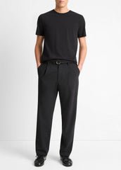 Pima Cotton Crew Neck T-Shirt in Short Sleeve - BLACK | VINCE Men
