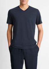 Pima Cotton V-Neck T-Shirt in Short Sleeve - COASTAL BLUE | VINCE Men