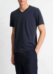 Pima Cotton V-Neck T-Shirt in Short Sleeve - COASTAL BLUE | VINCE Men