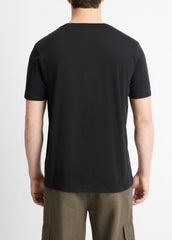 Pima Cotton V-Neck T-Shirt in Short Sleeve - BLACK | VINCE Men