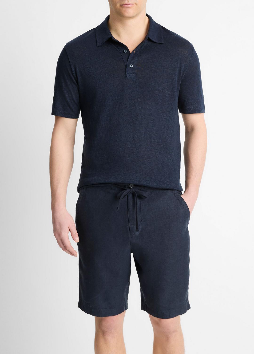Linen Polo Shirt in Henleys & Polos - COASTAL BLUE | VINCE Men