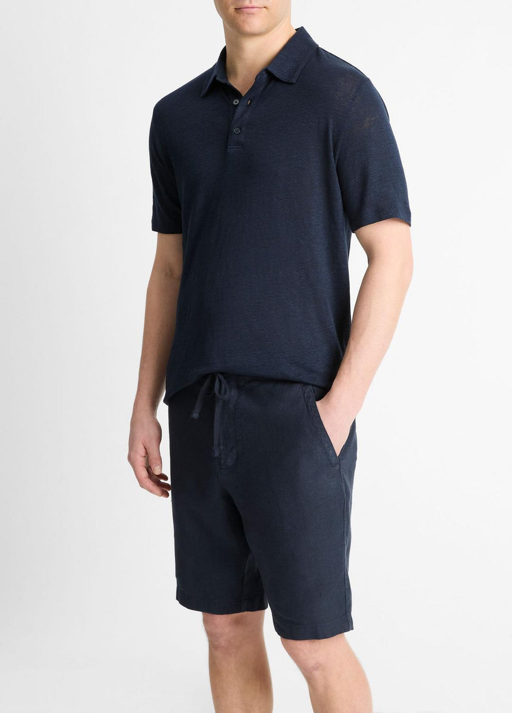 Linen Polo Shirt in Henleys & Polos - COASTAL BLUE | VINCE Men