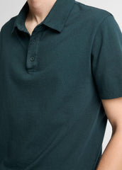 Garment Dye Cotton Polo Shirt in Short Sleeve - WASHED SEAWEED | VINCE Men