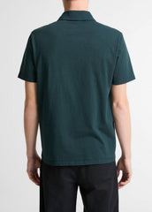 Garment Dye Cotton Polo Shirt in Short Sleeve - WASHED SEAWEED | VINCE Men