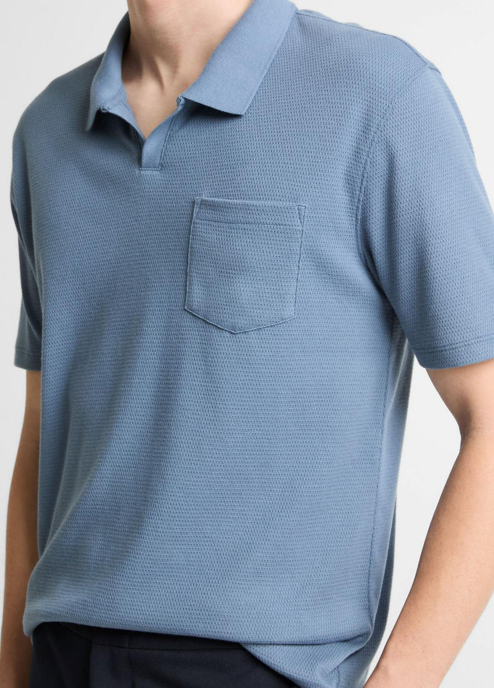 Garment Dye Cotton Polo Shirt in Short Sleeve - WASHED RAINWATER | VINCE Men