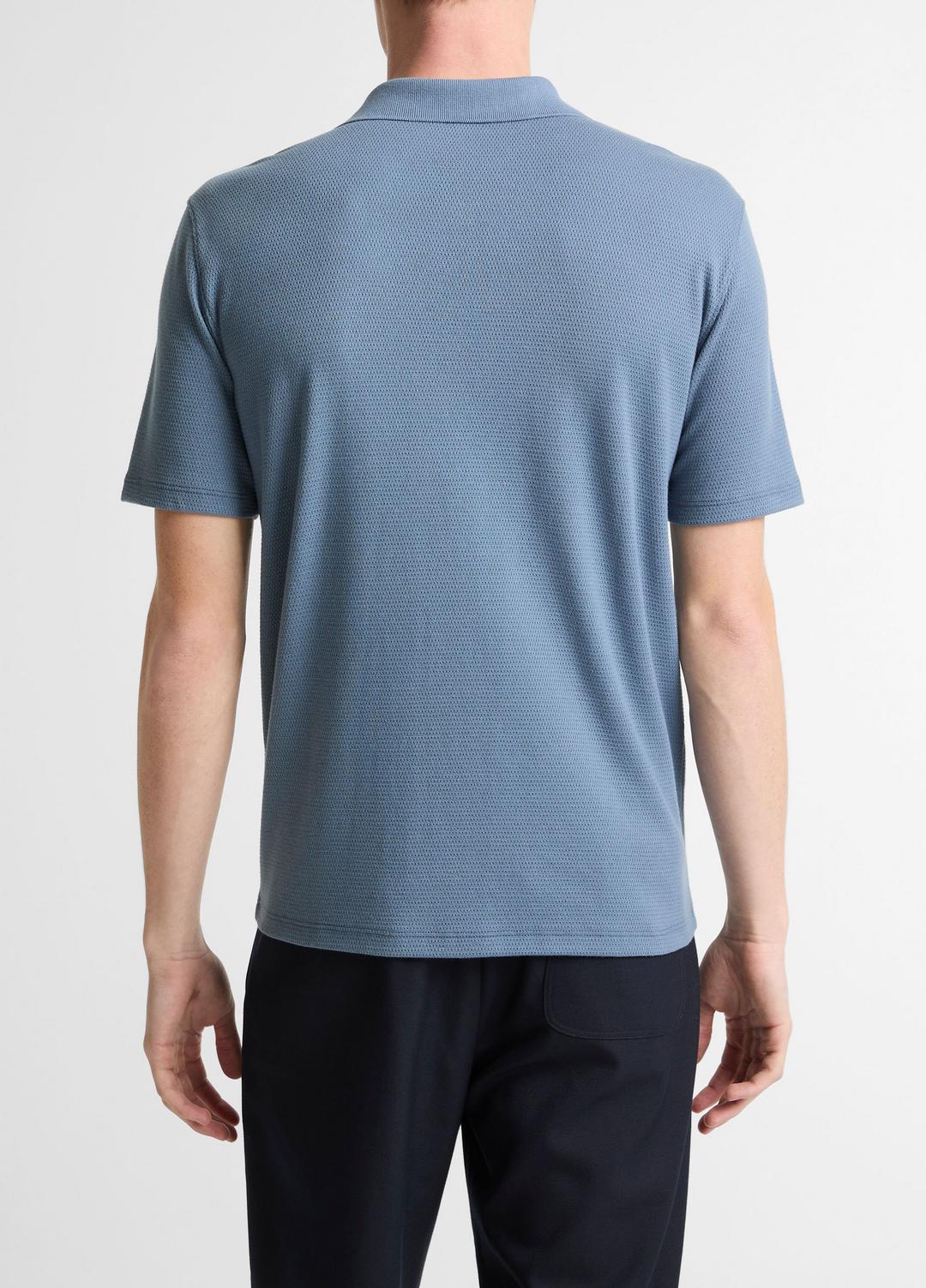 Garment Dye Cotton Polo Shirt in Short Sleeve - WASHED RAINWATER | VINCE Men