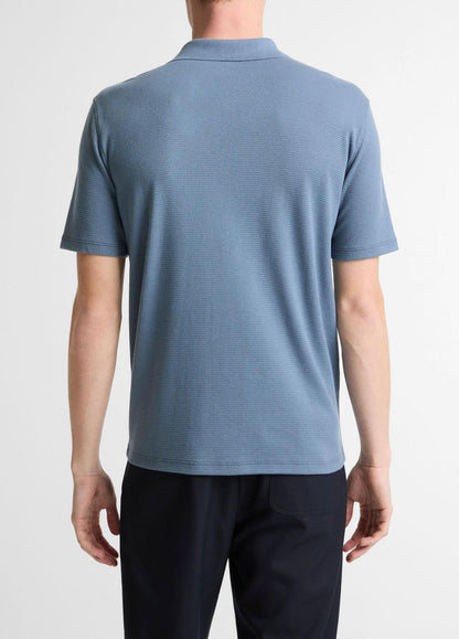 Garment Dye Cotton Polo Shirt in Short Sleeve - WASHED RAINWATER | VINCE Men