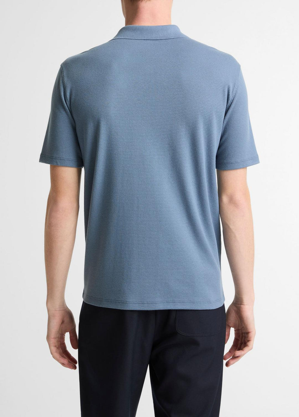 Garment Dye Cotton Polo Shirt in Short Sleeve - WASHED RAINWATER | VINCE Men