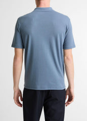 Garment Dye Cotton Polo Shirt in Short Sleeve - WASHED RAINWATER | VINCE Men