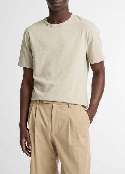 Garment Dye Cotton T-Shirt in Short Sleeve - WASHED PARCHMENT | VINCE Men