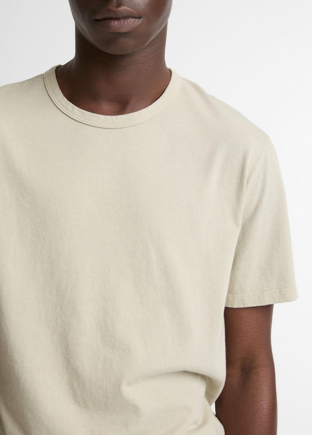 Garment Dye Cotton T-Shirt in Short Sleeve - WASHED PARCHMENT | VINCE Men